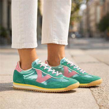 Victoria Saturno Metallic Retro Trainer - Jade